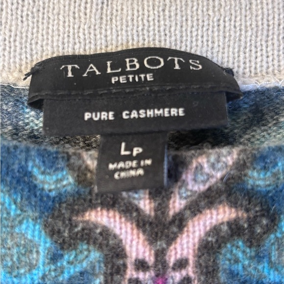 Talbots 100% Pure Cashmere Colorful Paisley Sweater Size Large Petite - Picture 5 of 5